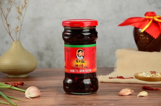 Laoganma 280g Bottiglia di vetro GK Wagyu Carne di manzo Sriracha Salsa di chili caldo CHILI OIL RED Brix % 0